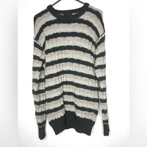 Howlin‎ Mens 100% Pure Wool Ireland Striped Cable Knit New England Fisherman